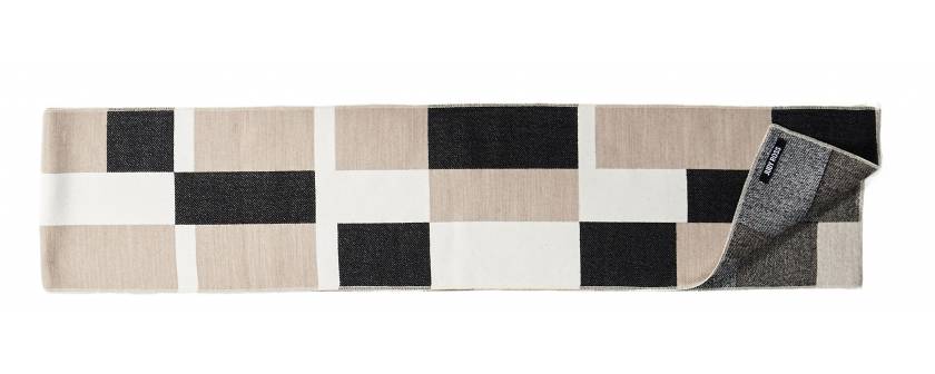 Judy Ross Textiles Hand-Embroidered Wool Blocks Scarf cream/charcoal/beige